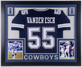 Leighton Vander Esch Signed Dallas Cowboys 35x43 Custom Framed Jersey (JSA COA)
