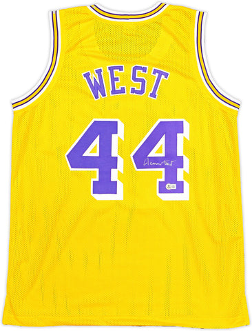 LOS ANGELES LAKERS JERRY WEST AUTOGRAPHED SIGNED YELLOW JERSEY STOCK #237710