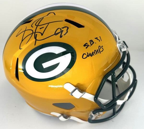 Packers GILBERT BROWN Signed Full Size Replica Speed Helmet AUTO w/ SB XXXI JSA