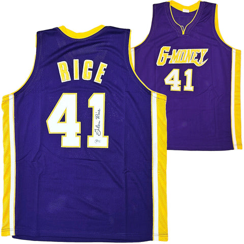 LOS ANGELES LAKERS GLEN RICE AUTOGRAPHED PURPLE JERSEY BECKETT BAS QR 215768