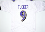 Justin Tucker Autographed White Pro Style Jersey - Beckett W Hologram *Silver