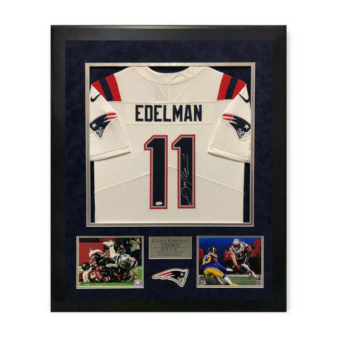 Julian Edelman Signed Autographed Patriots Jersey Framed To 32x40 JSA