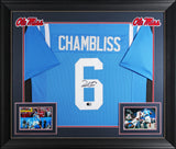 Ole Miss Trinidad Chambliss Signed Light Blue Pro Style Framed Jersey BAS