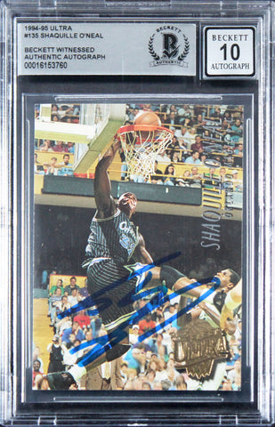 Magic Shaquille O'Neal Signed 1994 Ultra #135 Card Auto 10! BAS Slabbed