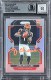 Bengals Ja'Marr Chase Signed 2021 Panini Prizm Silv #337 Card Auto 10! BAS Slab