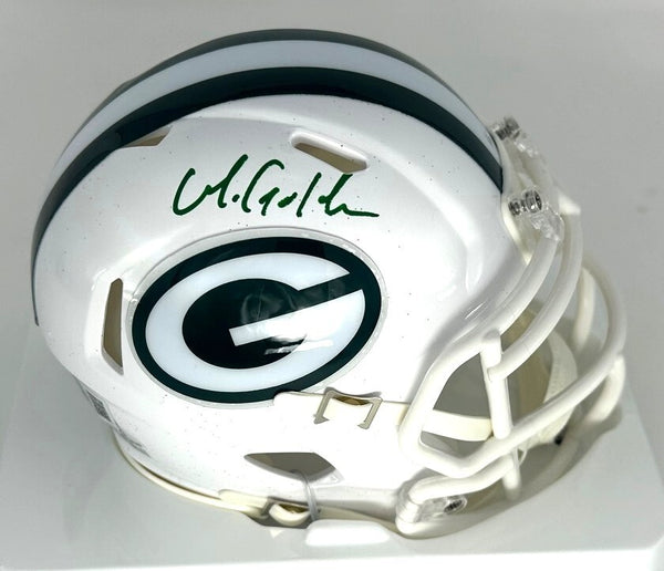Packers MATTHEW GOLDEN Signed Riddell ALTERNATE WHITE Speed Mini Helmet AUTO BAS