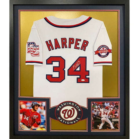 Bryce Harper Autographed Signed Framed Washington Nationals Jersey JSA