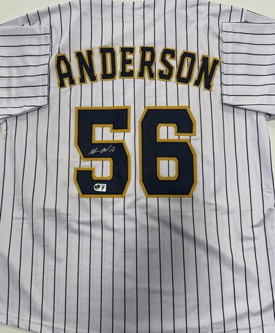 GRANT ANDERSON Signed Custom Replica Brewers Pinstripe Jersey AUTO - BAS