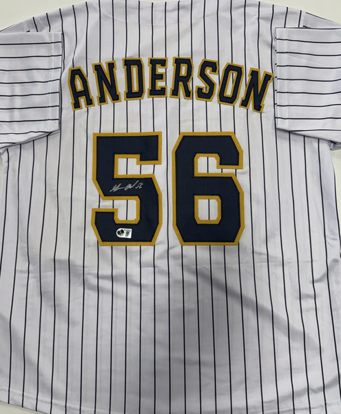 GRANT ANDERSON Signed Custom Replica Brewers Pinstripe Jersey AUTO - BAS