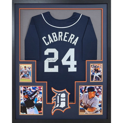 Miguel Cabrera Autographed Signed Framed Detroit Tigers Navy Jersey JSA