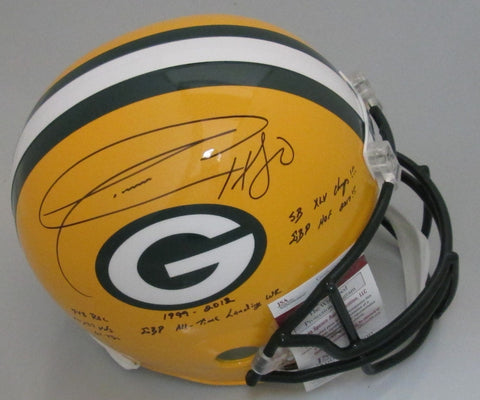 Packers DONALD DRIVER Signed Full Size Replica Helmet AUTO w/ Career Stats - JSA