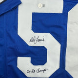 Framed Autographed/Signed DD Lewis 35x39 Dallas Retro Blue Jersey BAS COA