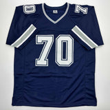 Autographed/Signed Zack Martin Dallas Blue Football Jersey Beckett BAS COA