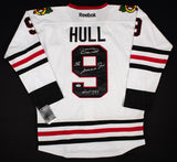 Bobby Hull Signed Chicago Blackhawks Reebok Jersey "The Golden Jet & HOF 83"/PSA