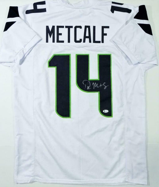 DK Metcalf Autographed White Pro Style Jersey Beckett W *Silver