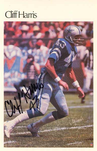 Cliff Harris Autographed Dallas Cowboys Mini Poster 34/50 Beckett 46089
