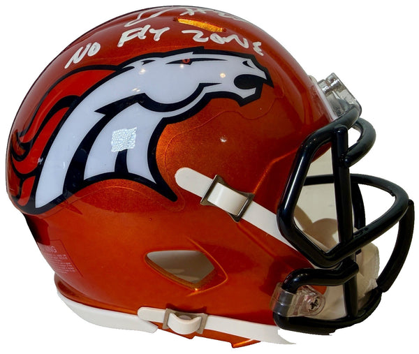 Chris Harris Jr. Autographed/Inscribed Broncos Flash Mini Helmet BAS COA