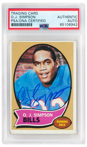 O.J. Simpson Signed Bills 1970 Topps Rookie Football Card #90 - (PSA Slabbed)