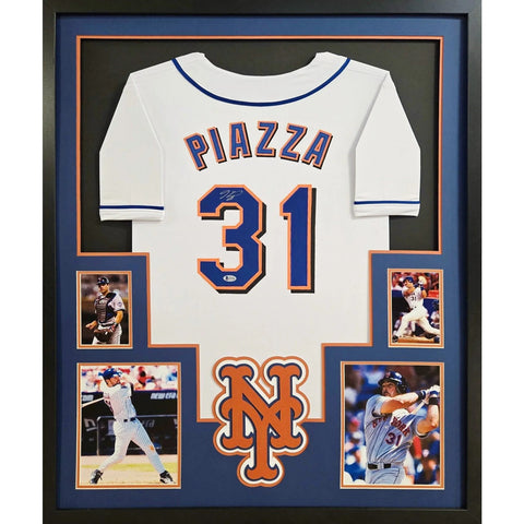Mike Piazza Autographed Signed Framed New York Mets4P Jersey BECKETT