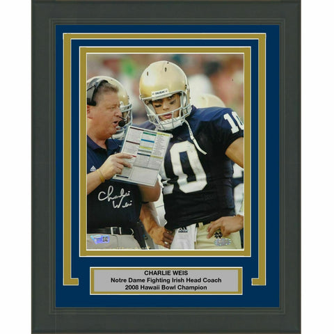 FRAMED Autographed/Signed CHARLIE WEIS Notre Dame Irish 8x10 Photo Fanatics COA