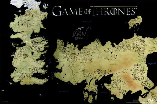 Isaac Hempstead Wright Signed Game of Thrones Westeros Map 24x36 Poster-Bran Ins