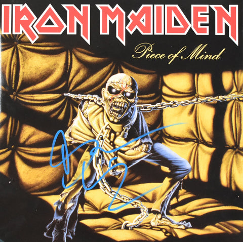 Bruce Dickinson Signed Iron Maiden Piece of Mind Vinyl - Beckett W Holo *Scratch