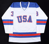 Jack O'Callahan Signed 1980 Team USA Jersey Inscribed "USA 1980 Gold"(JSA)