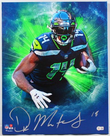 DK Metcalf Signed Seattle Seahawks Framed 16x20 Stretched Canvas-Beckett W Holo