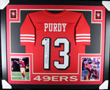 BROCK PURDY (49ers red SKYLINE) Signed Autographed Framed Jersey Beckett