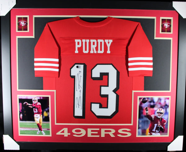 BROCK PURDY (49ers red SKYLINE) Signed Autographed Framed Jersey Beckett