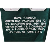 Dave Robinson Autographed Custom Green Stat 2XL Jersey 3 Insc JSA 48494