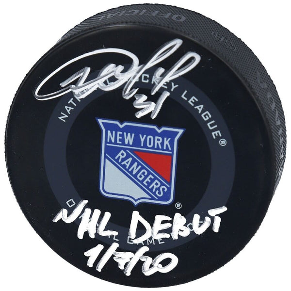 IGOR SHESTERKIN Autographed Rangers NHL Debut 1/7/20 Official Game Puck FANATICS