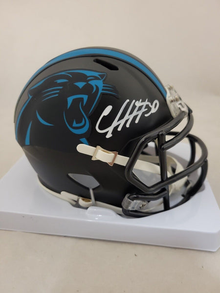 CHUBA HUBBARD SIGNED CAROLINA PANTHERS ALTERNATE SPEED MINI HELMET BECKETT