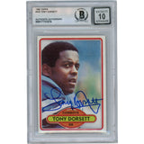 Tony Dorsett Autographed 1980 Topps #330 10 Grade Slabbed Card Beckett 50013