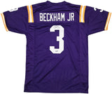 LSU TIGERS ODELL BECKHAM JR. AUTOGRAPHED PURPLE JERSEY BECKETT WITNESS 243262