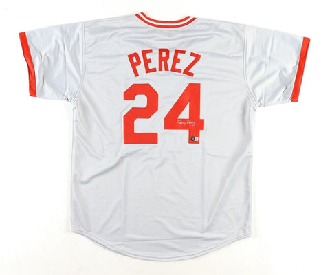 Tony Perez Signed Cincinnati Reds Jersey (Beckett) Big Red Machine 3rd Baseman