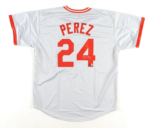Tony Perez Signed Cincinnati Reds Jersey (Beckett) Big Red Machine 3rd Baseman