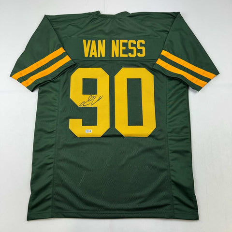 Autographed/Signed Lukas Van Ness Green Bay Color Rush Football Jersey BAS COA
