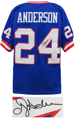 Ottis Anderson (GIANTS) Signed Blue T/B Custom Football Jersey - (SCHWARTZ COA)