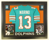 Dan Marino Signed Miami Dolphins 35" x 43" Framed Jersey (Beckett) 9xPro Bowl QB