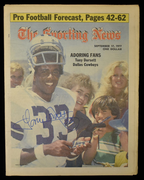 Tony Dorsett HOF Signed 1977 The Sporting News Cowboys JSA 208608