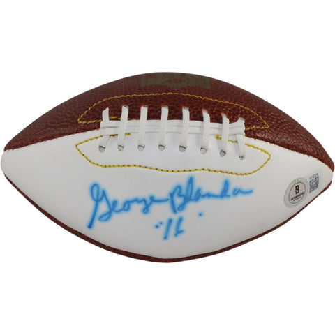 George Blanda Autographed Oakland Raiders Logo Mini Football AS IS Beckett 56215