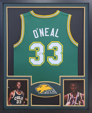 Shaquille O'Neal Autographed Signed Framed Cole High School Shaq Jersey JSA