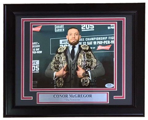 Conor McGregor Signed Framed 8x10 UFC Suit Photo PSA Hologram