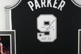 Tony Parker Autographed San Antonio Spurs Swingman Framed Jersey HOF 23 Beckett