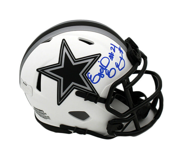ezekiel elliott's new football helmet Ezekiel Elliott Signed Dallas Cowboys Speed Lunar NFL Mini Helmet – Super Sports Center