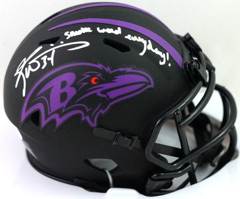 Ricky Williams Signed Baltimore Ravens Eclipse Mini Helmet w/SWED- Beckett W