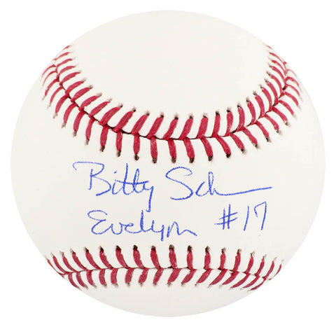 Bitty Schram Signed Rawlings Official MLB Baseball w/Evelyn - (SCHWARTZ COA)