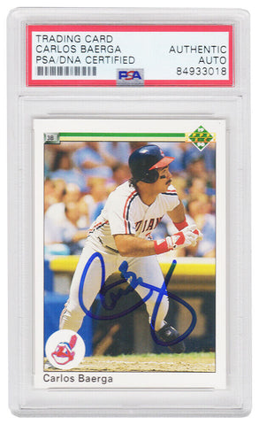 Carlos Baerga Signed Indians 1990 Upper Deck Rookie Card #737 (PSA Encapsulated)