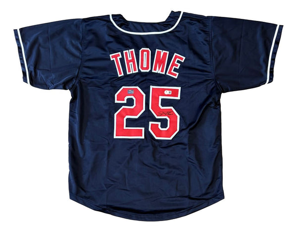 Jim Thome Cleveland Signed Navy Baseball Jersey BAS+Prova